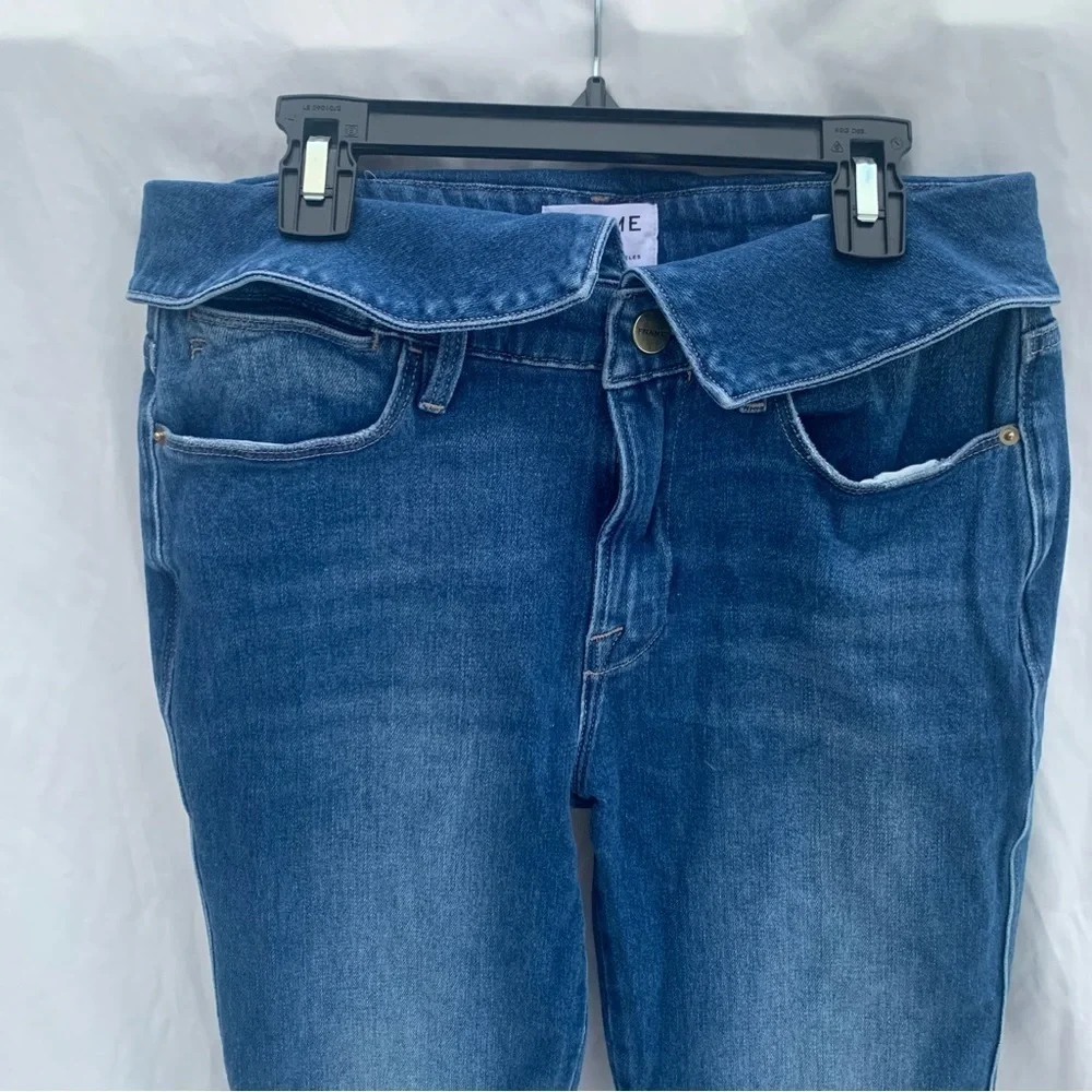 Frame Denim Le High Straight Jeans Fold Over Waist Size 27